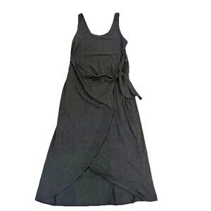 NINE BRITTON Women’s Amber Maternity Knit Midi Wrap Dress Size Large Grey Ribbed